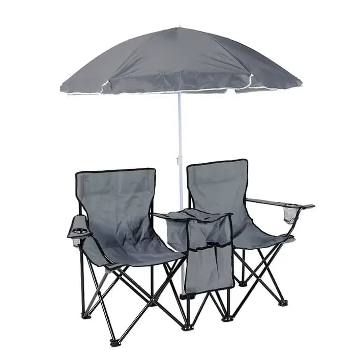 Chaise pliante double pare-soleil résistante à l'usure pour la plage