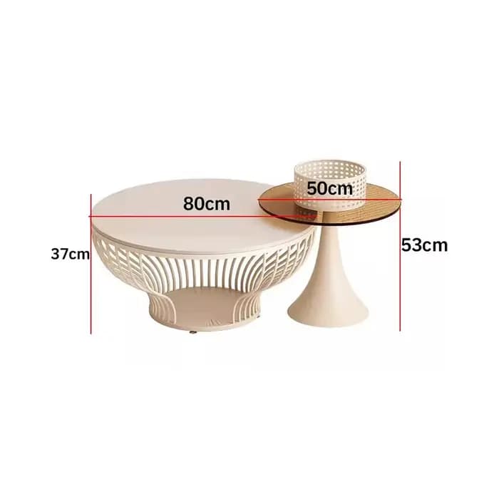 Table basse ronde avec plateau en verre français