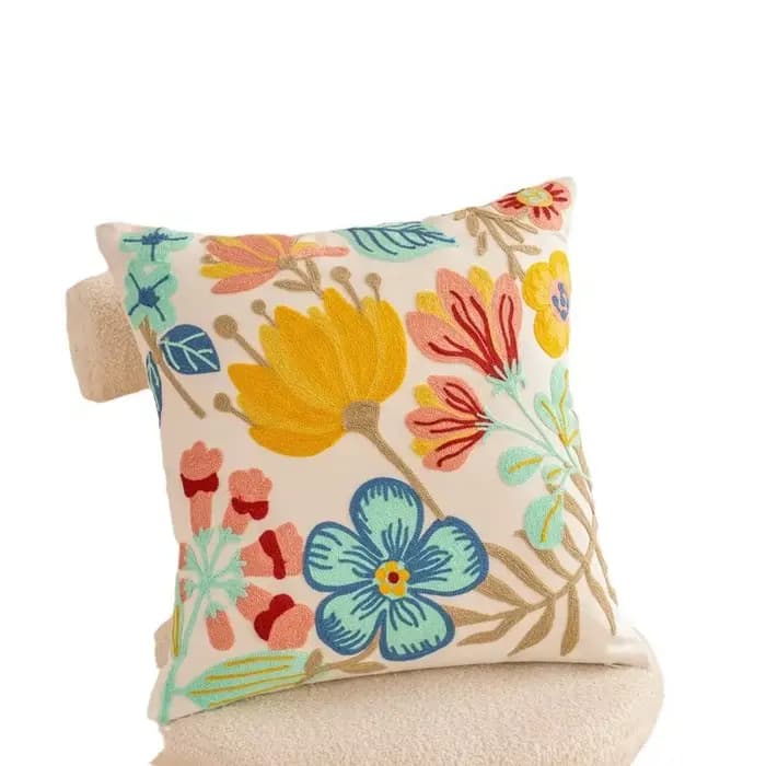 Housses de coussin brodées à fleurs de Style campagne