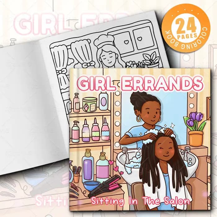  GIRL ERRANDS assis dans le salon, livre de coloriage audacieux et facile pour adultes, livre de dessin mignon, cadeau parfait pour fête et anniversaire