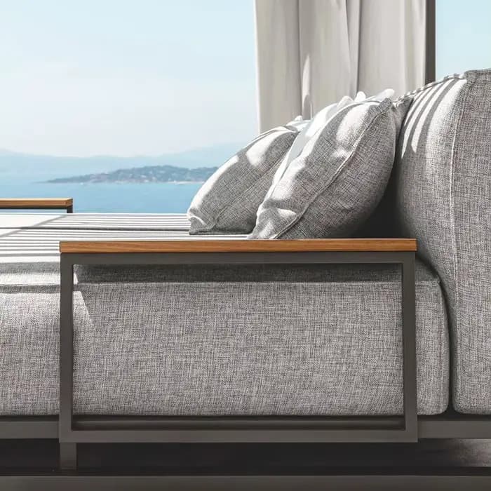 Ensemble de meubles de balcon en métal, mobilier de terrasse de luxe méditerranéen avec coussins, meubles d'extérieur, canapé de jardin en métal
