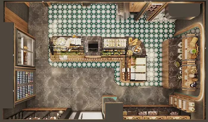 Conception de mobilier personnalisé pour café, comptoir sur mesure pour pâtisserie, étagère de présentation en bois pour café