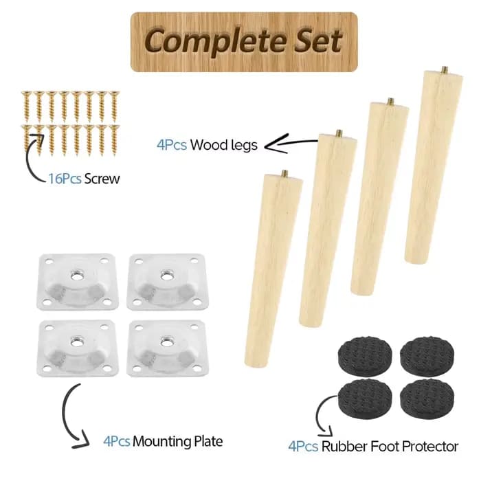 4 pièces pieds de meubles pieds de meubles en bois massif pieds de Table obliques/droits pieds de chaise antidérapants pieds de remplacement inclinés