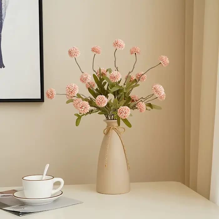 Bouquet de 5 têtes de pissenlits, petites boules de pompons en soie, arrangement floral de mariage, décoration de table à domicile, accessoire photo A6117