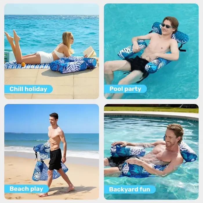 Chaise longue gonflable robuste pour piscine, transat flottant portable pour adultes, pour piscine, lac, plage, détente estivale