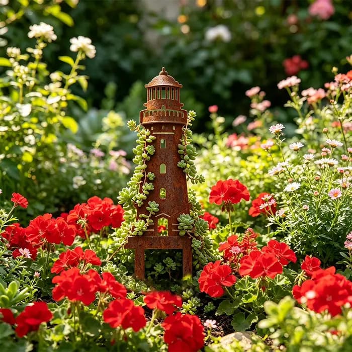 1 piquet décoratif de jardin en fer