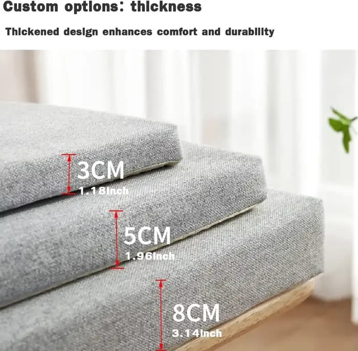 Coussins de banc personnalisés de 5cm, siège de chaise, oreiller de canapé, baie vitrée, coussin décoratif pour canapés, siège de banc de jardin, balançoire, siège arrière