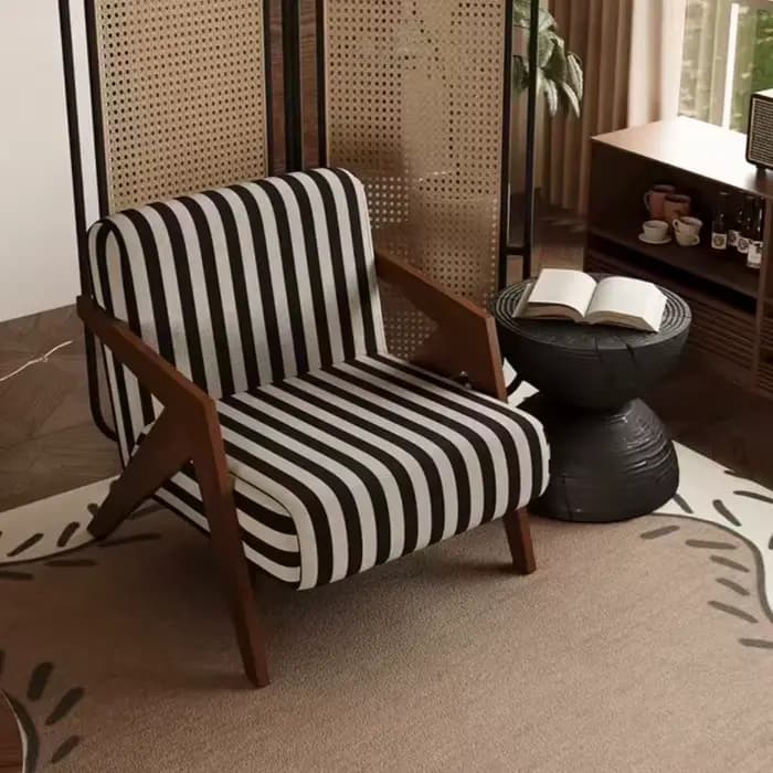 Fauteuil monoplace, chaise longue, structure en bois, en tissu, 552mm