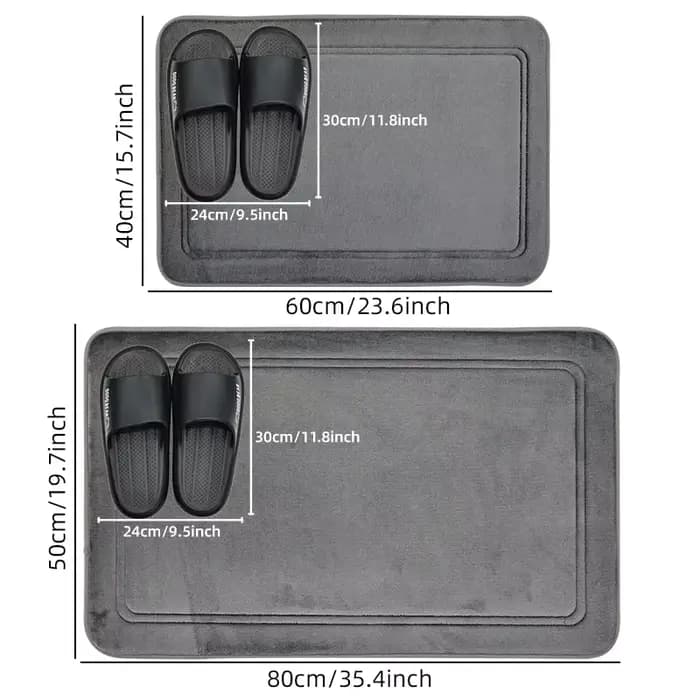 Tapis de salle de bain gris, super doux, séchage rapide et haute absorption d'eau, tapis antidérapant pour la douche, tapis décoratif pour la salle de bain à domicile