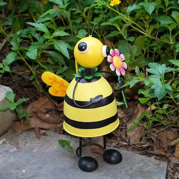 Abeille avec fleur ornements de jardin jolis cadeaux de jardinage pour femmes hommes Irom Statue artisanat Porches cour Patio décor à la maison Figurine