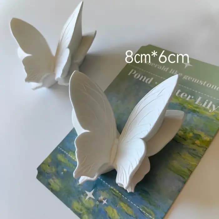 Décoration murale papillon, lot de 2, papillon en plâtre blanc 3D, art mural pour salon, chambre à coucher, décoration de style français pour la maison
