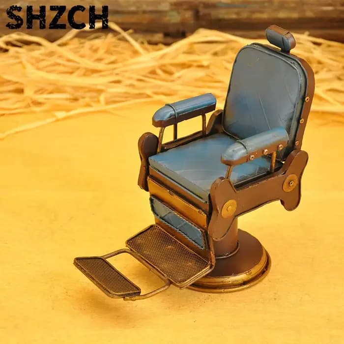Miniature de chaise de barbier américaine vintage - Tabouret pivotant rétro décoratif pour bureau, bar à domicile et collection de Man Cave