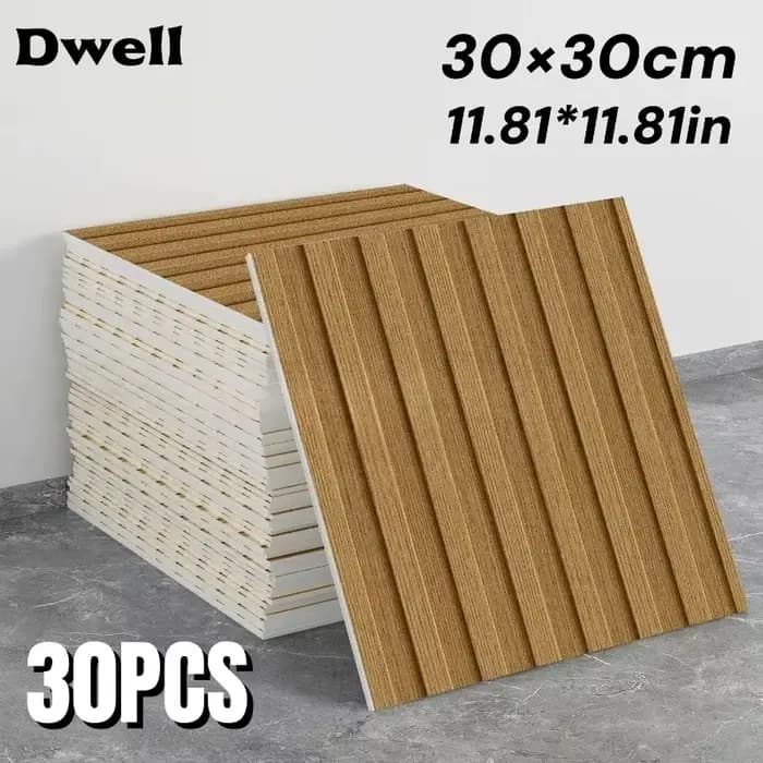 Panneaux muraux autocollants 30x30cm pour plafond, décoration de salon, imperméables, imitation bois, mousse autocollante, papier peint auto-adhésif