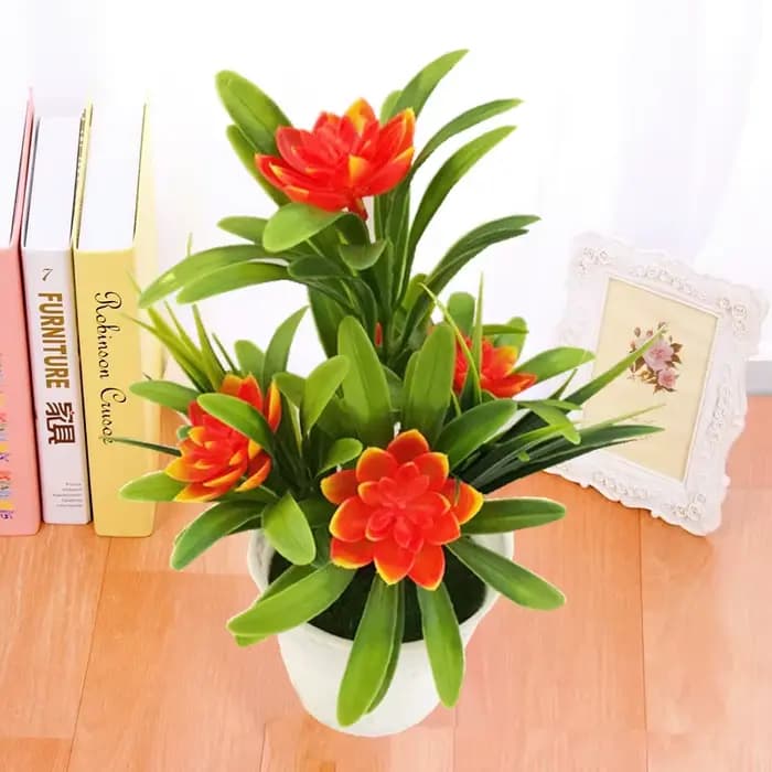 Pot de plantes à fleurs artificielles, simulation de fausses fleurs en plastique, décoration de maison et de bureau, bonsaï de bureau, ornements de balcon pour fête de mariage