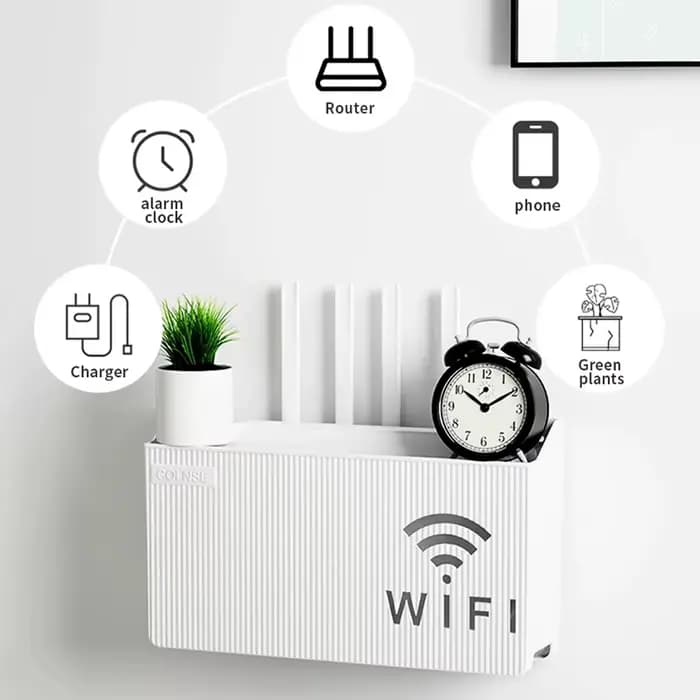Boîte de rangement pour routeur domestique, WIFI sans fil, décodeur TV, support de rangement mural, pour salon, rangement de tri de chambre à coucher