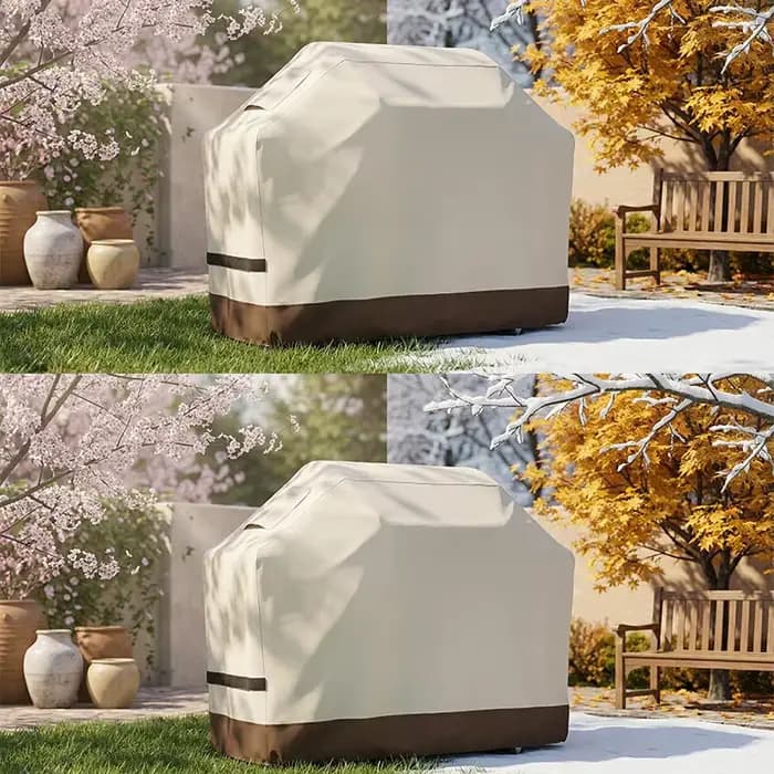 Housse de protection 210D beige pour barbecue à gaz extérieur