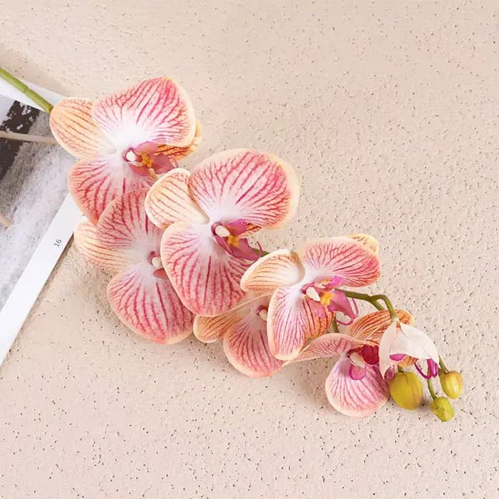 Fleurs artificielles d'orchidée papillon, décoration de table de salon, impression 3D Phalaenopsis, décoration d'intérieur, affichage de fenêtre, 7 têtes