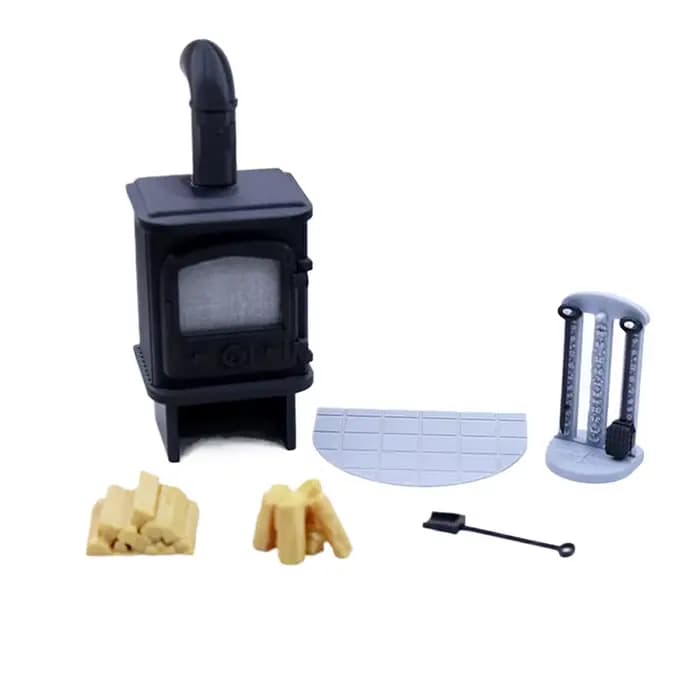 Mini poêle à cheminée pour maison de poupée, modèle de cheminée, décoration de salon, accessoires de meubles, 1/12
