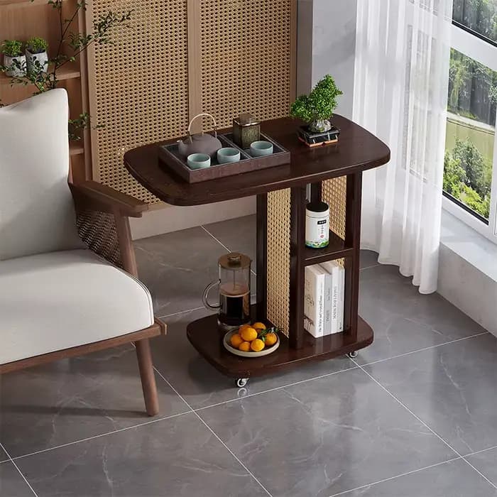 Table basse roulante Portable, Table d'appoint pour salon, canapé Compact, hauteur réglable, meubles de luxe pour salon