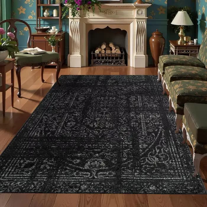Tapis noir de Style bohémien, résistant aux taches, turc, pour salon, chambre à coucher, Table basse, cadeau, décoration de maison à la mode