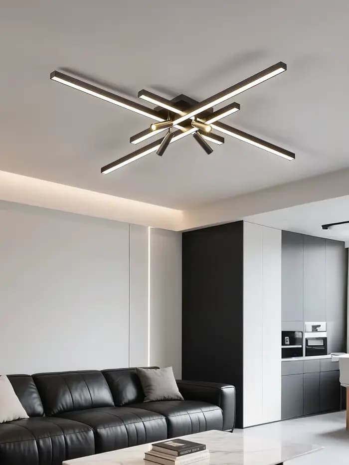 lampe de salon lustre noir lampes de chambre carrées led plafonnier nordique minimaliste créatif led plafonnier bande lumières