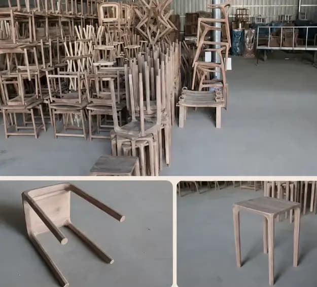 Tabouret carré, chaise en bois massif