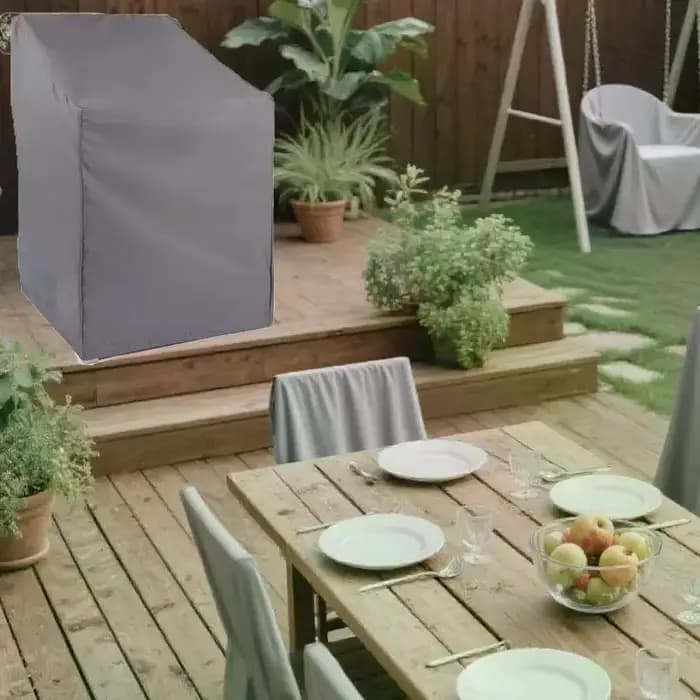 1 Housse de protection imperméable en tissu Oxford pour chaise de jardin empilable 65x65x70x120cm
