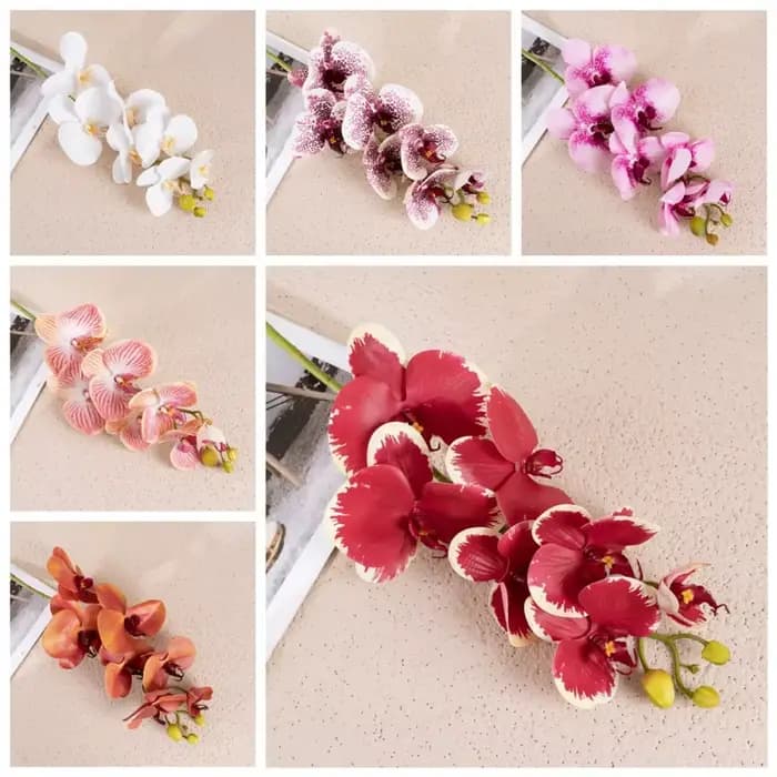 Fleurs artificielles d'orchidée papillon, décoration de table de salon, impression 3D Phalaenopsis, décoration d'intérieur, affichage de fenêtre, 7 têtes