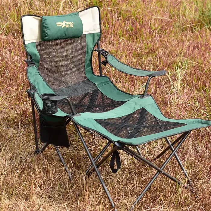 Adultes en plein air chaise pliante longue inclinable porte-gobelet bras