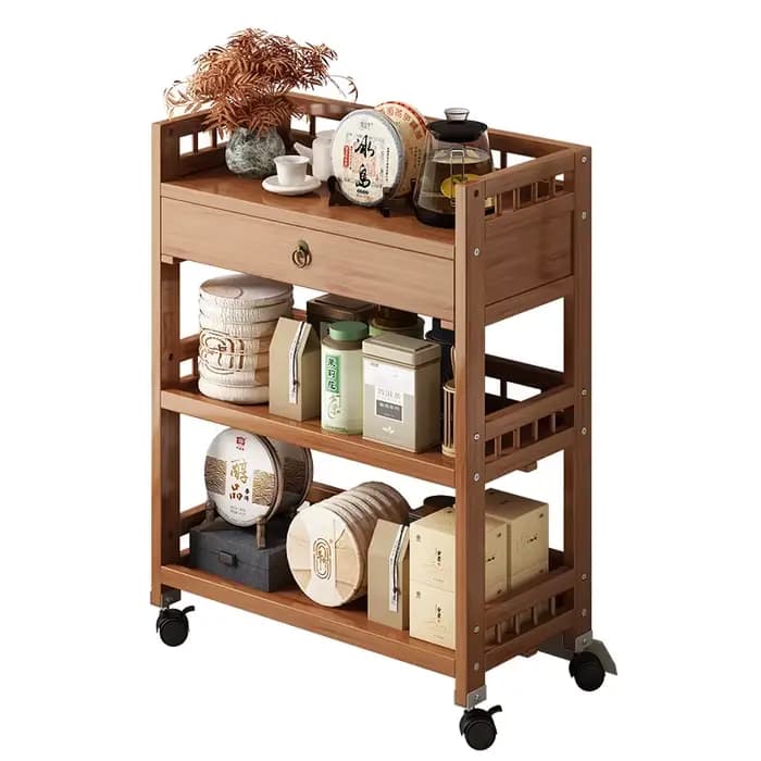 Table d'appoint mobile de canapé en bambou