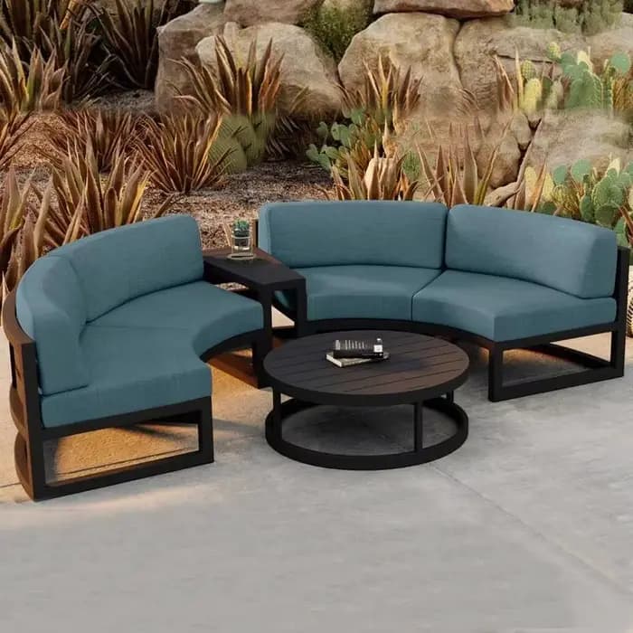 Grey Aluminum Outdoor Garden Furniture Set Luxury Courtyard Leisure Sofa Coffee Table Combination for Home