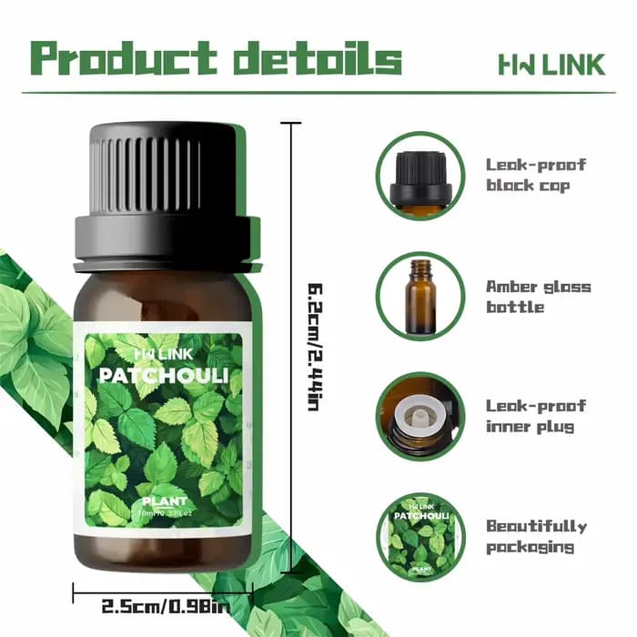 Huiles essentielles de patchouli 10 ml, 100% pures et naturelles, pour diffuseurs domestiques, aromathérapie