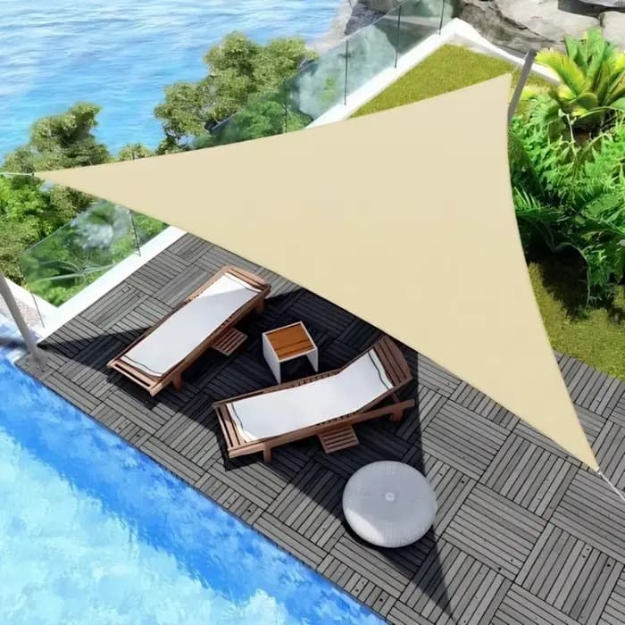 Abri solaire triangulaire imperméable avec cordes, blocage UV à 95%, parasol triangulaire portable, taille 3x3x3M, toile d'ombrage pour jardin