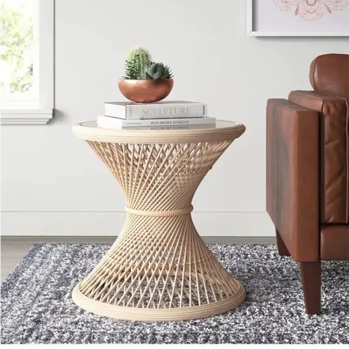 Table basse Design sablier en rotin