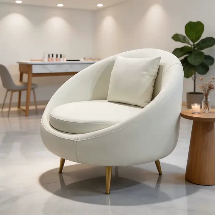 Fauteuil d'appoint blanc crème avec coussin