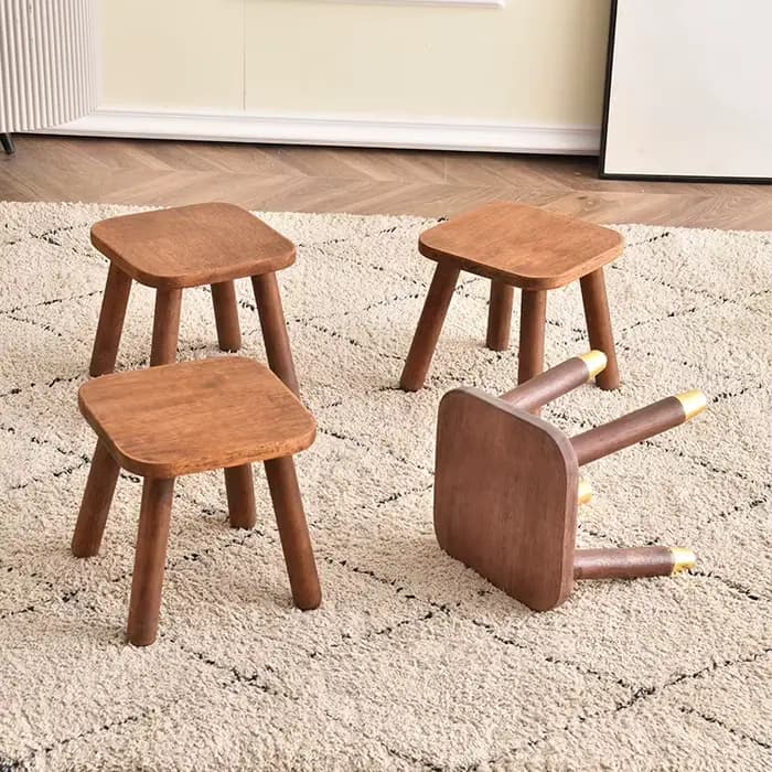 Tabouret empilable en bois massif, chaise de salle à manger, petite table, siège de salon domestique, banc, mobilier d'assise