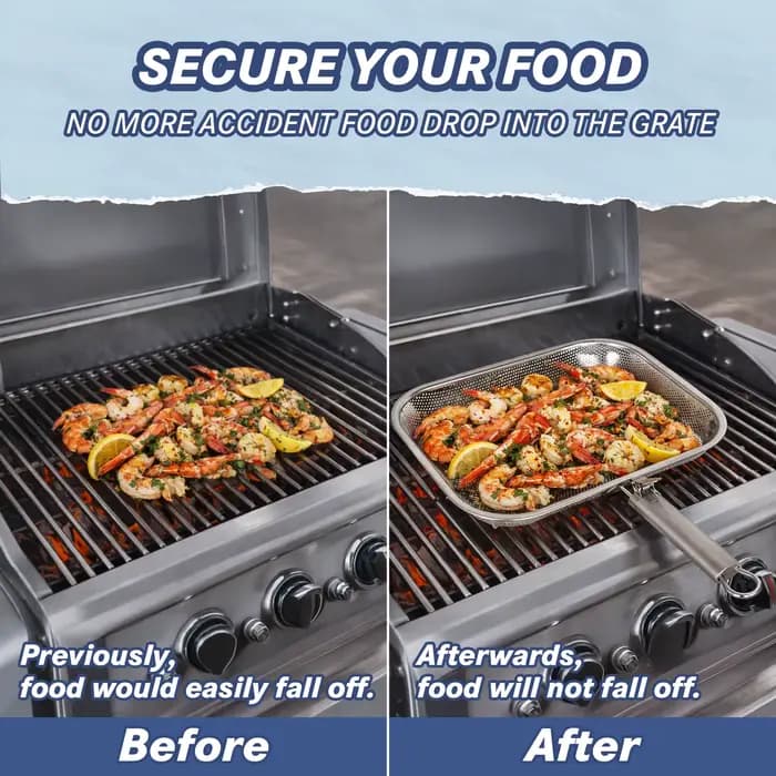 TastyWay Panier de cuisson carré perforé en acier inoxydable pour barbecue