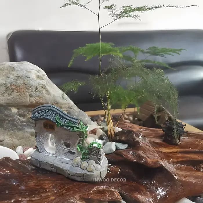Aquarium de poissons, paysage bonsaï bateau rocaille ornement de pavillon, accessoires de décoration Miniature de jardin féerique, décoration de maison