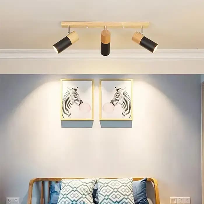 Plafonniers en bois projecteur rotatif pour salon salle à manger chambre vestiaire projecteur réglable luminaire intérieur