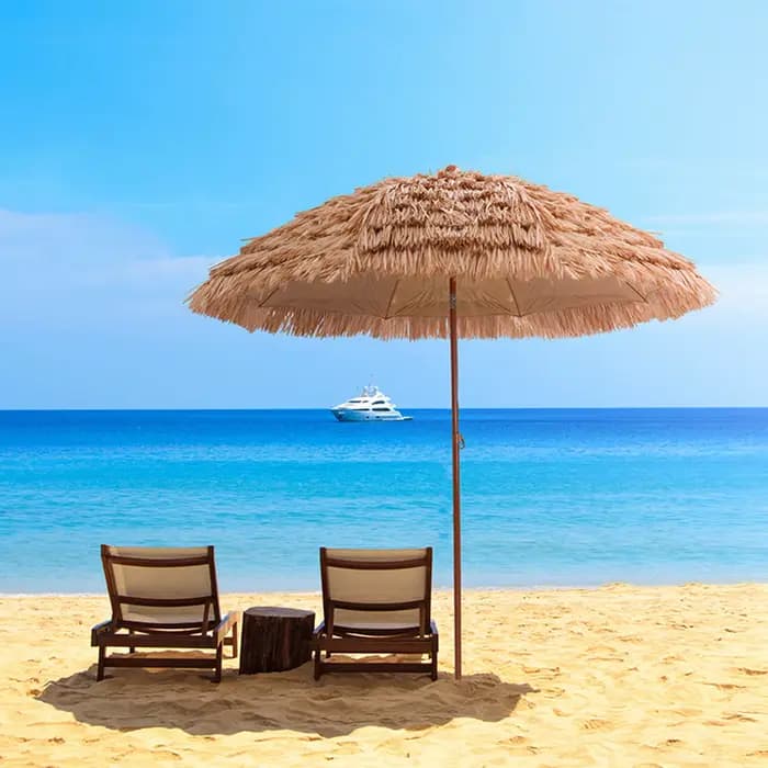 Parasol de jardin en simili chaume de 63 pouces pour piscine et jardin