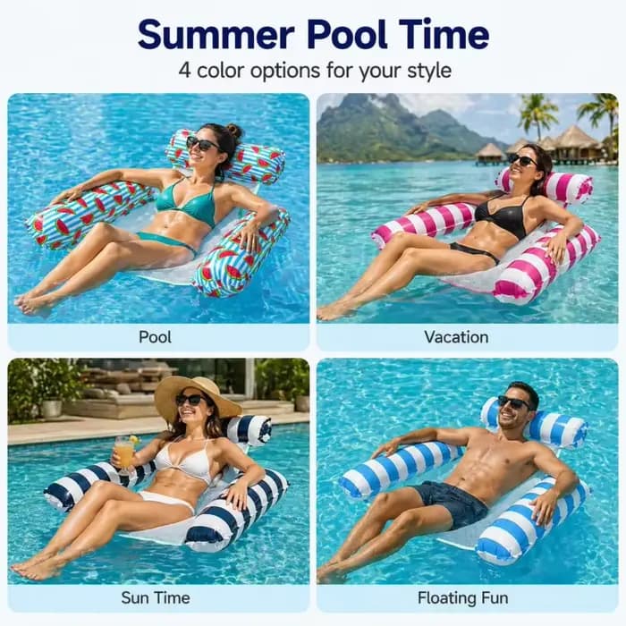 Hamac gonflable pour piscine avec centre en maille