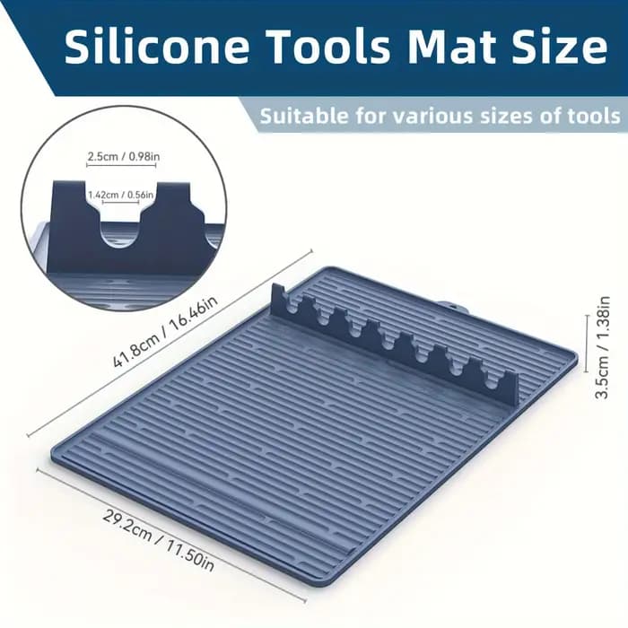 Tapis de gril en Silicone pour plaques noires, organisateur d'outils de barbecue avec tampon d'égouttement, spatule et porte-ustensiles pour la cuisine en plein air