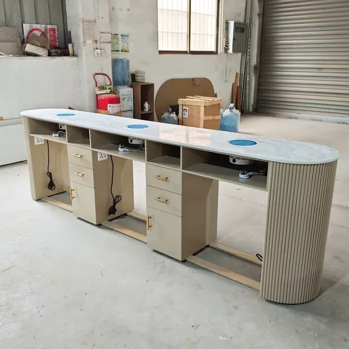 Table de manucure, Station de barre de manucure, bureau à ongles avec collecteur de poussière, ensemble de meubles de Salon de beauté de luxe à vendre