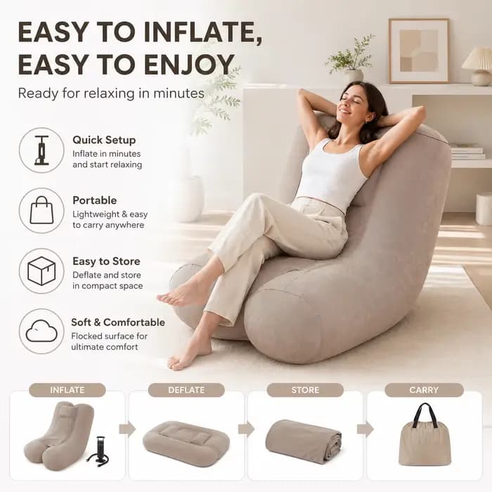 1PC Chaise longue gonflable à bascule