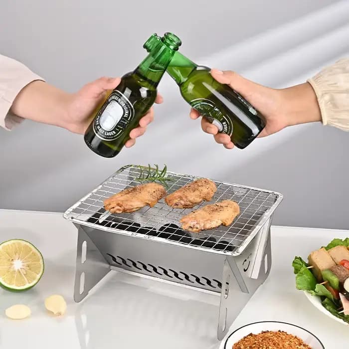 Poêle de Barbecue pliant d'extérieur en acier inoxydable
