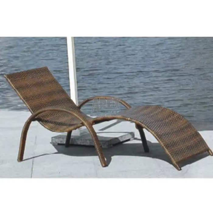 Piscine en rotin moderne en osier noir gris Chaise inclinable extérieure lit de soleil