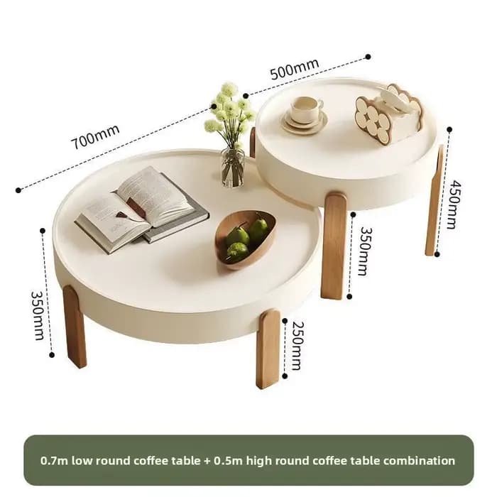 Petite table basse ronde avec plateau de couleur crème