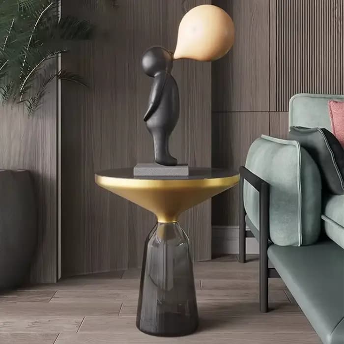 Table d'appoint ronde en verre transparent, tables basses de luxe, salon moderne nordique, table à thé, décorations de meubles colorés