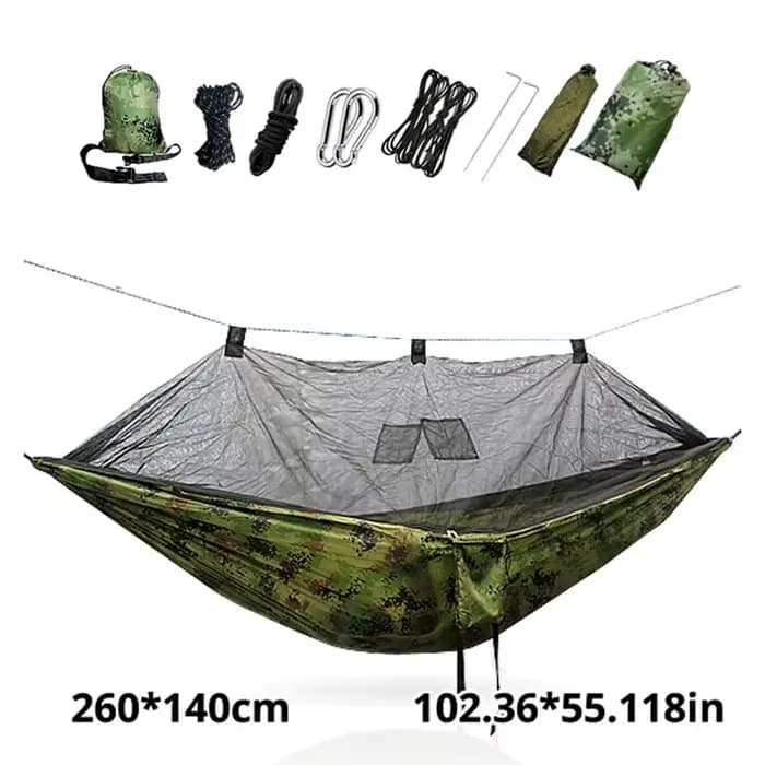 Hamac léger et portable avec moustiquaire et auvent imperméable