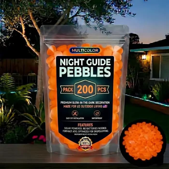 200 pièces/sac, pierres de jardin lumineuses colorées